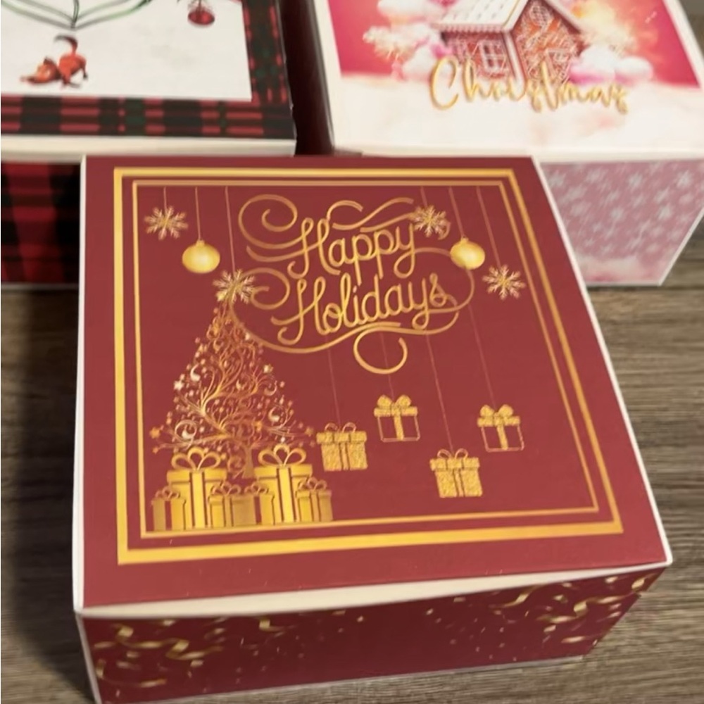 Elegant Red and Gold Holiday Gift Box